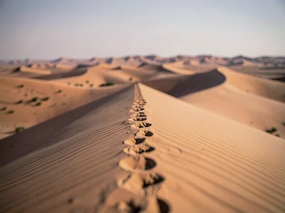 Dune ridge from footprint to distant range