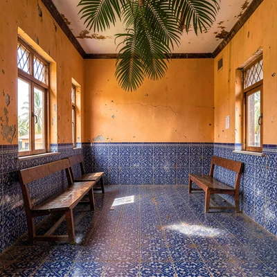 Portuguese colonial tropicália in Maputo, Mozambique, Catembe ferry terminal col
