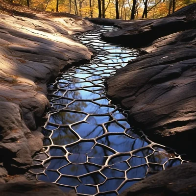 Land Art Photo by Andy Goldsworthy Liquid glass rivul