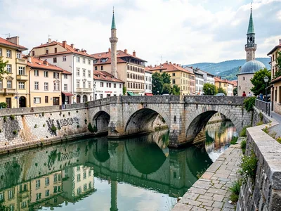 Latin Bridge and Miljacka reflections