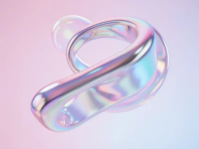 A flowing ribbon shape in gradient chrome, twisting through space, reflecting so