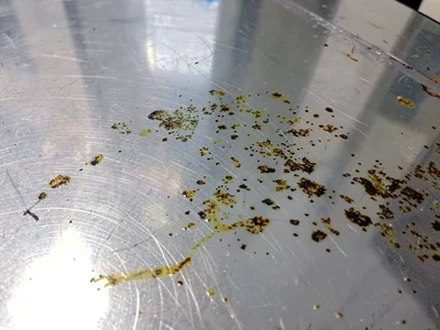 Silver surface showing tarnish pattern