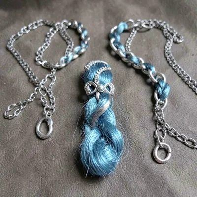 Victorian hair jewelry arranged for documentation - braided mourning brooch cont