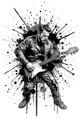 Intense guitarist splatter