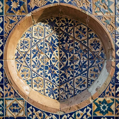 Through the Fes tannery eye, leather and dye craft, Zellige tilework in blue and