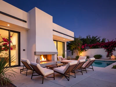 Outdoor Fireplace at Twilight