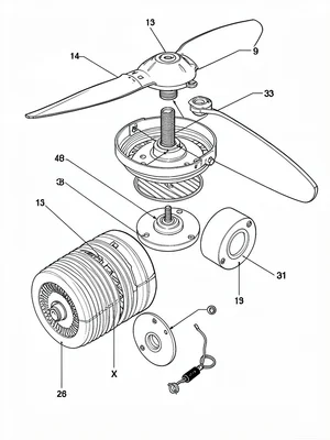 Ceiling fan exploded view