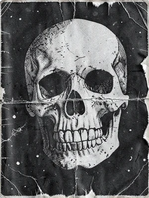 Grunge nineties photocopied skull