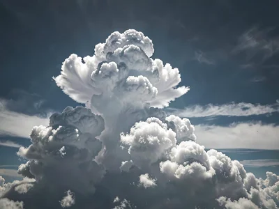 Pileus cap forming over rapidly rising cumulus tower