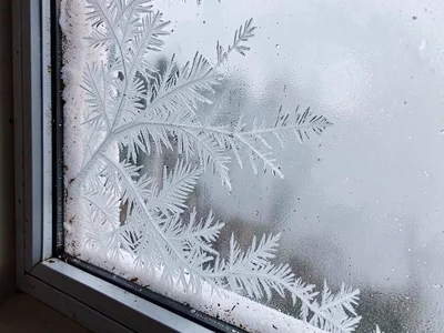 Frost at window corner concentration