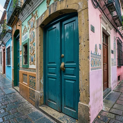 Salvador Pelourinho color, Bahian colonial saturation, A doorway painted deep tu