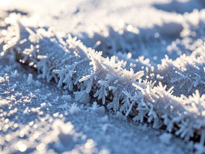 Morning sun melting hoarfrost edges