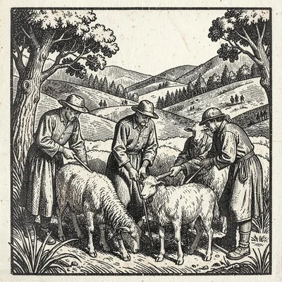 Shepherds tending their flocks