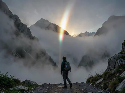 Brocken spectre with backpack