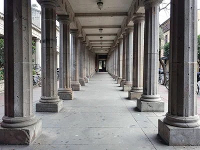 Corridor with repetitive columns