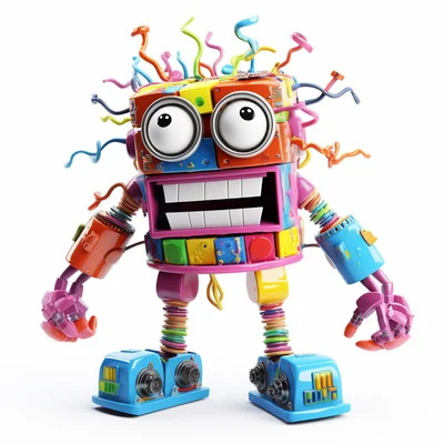 3D plastilina robot with a Frankenstein-like process