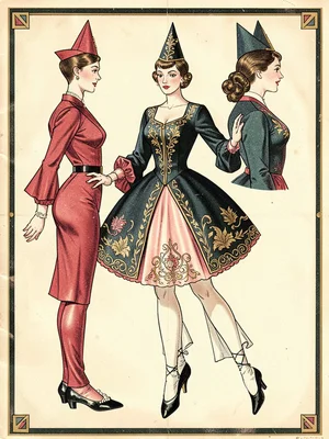 Ballet tunic kokoshnik embroidered