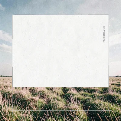 Editorial layout of a blank manifesto banner across a wide field, hairline tick