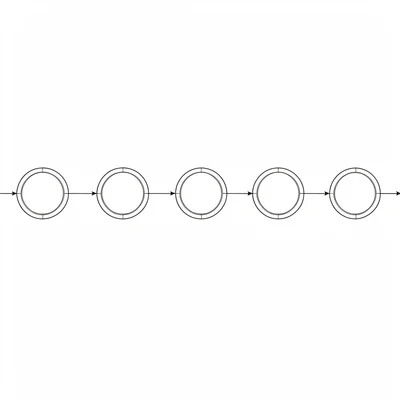 Schematic diagram of a data-flow process with six connected nodes strung along a