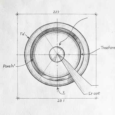 Blueprint diagram of light refracting through a lens, gentle ink linework, soft 