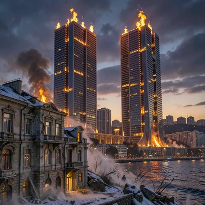Oil-baron nouveau meeting Flame Tower modernity in windy Baku, Flame Towers at n