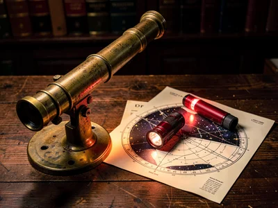 Star Atlas Open Beside Planisphere Red Flashlight