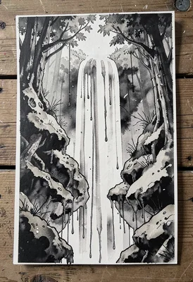 Forest waterfall drip