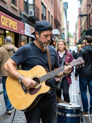 Street musician playing