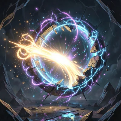 Magic spell effect illustration, portal opening with reality tearing, otherworld