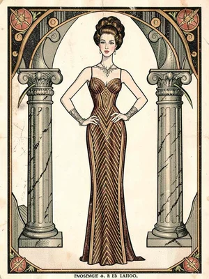 Columnar dress chevron beading