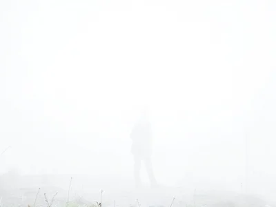 Fog creating white field with figure