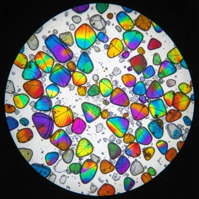 A silicon carbide ceramics thin section under polarized light — angular grains i