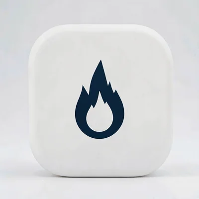 Flat geometric move icon of a flame uppercut inside rounded square