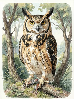 Great horned owl plate