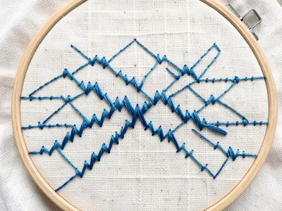 Cold Front Stitch — Blue Cross-Stitch Toothed Line