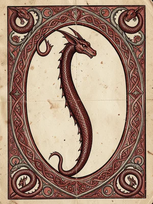 Dragon-form initial — elongated serpent body forming large decorative letter fra