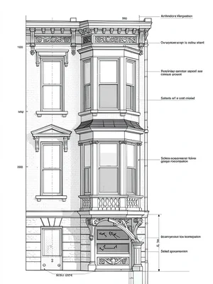 Victorian rowhouse section drawing