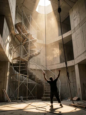 Pirouette Stair — Concrete Spiral and Light