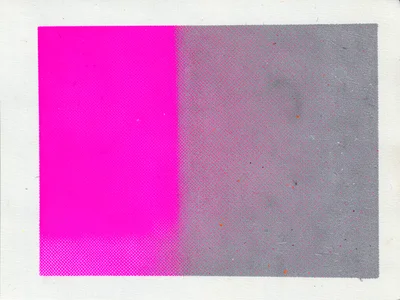 Fluorescent pink risograph gradient achieved through variable halftone dot densi