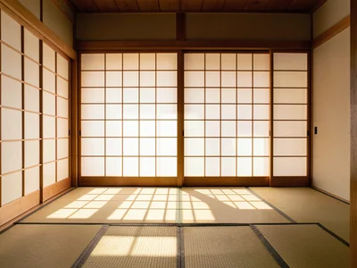 Shoji Wall Morning Grid Shadow