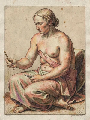 Seated figure with twisted torso