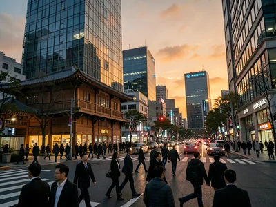 Gangnam intersection at dusk