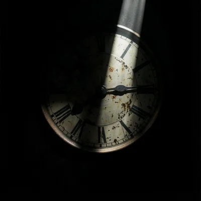Old clock face in shaft of light