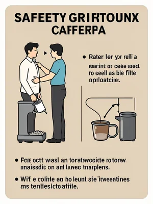 The correct way to refill a coffee machine, with warnings about water level and 
