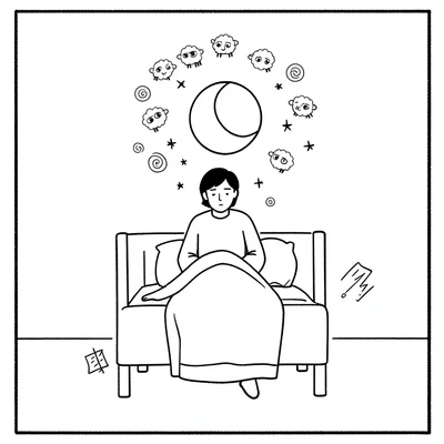 insomniac moon-gazing bedroom scene