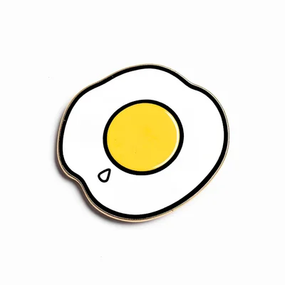 Enamel pin illustration, Fried egg sunny side up , bold simple design, limited c