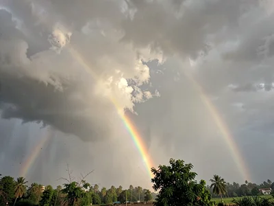 Rainbow appearing as monsoon retreats
