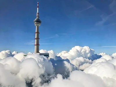 Cloud shadow cast on lower clouds