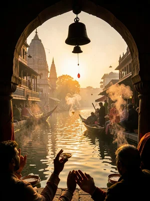 Temple bells swinging