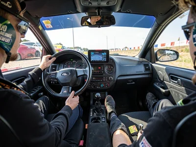 Rally car from inside cockpit